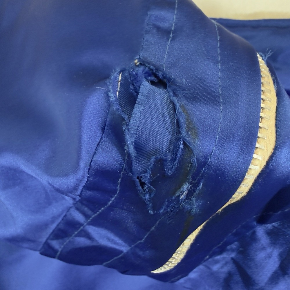 Vintage‎ Sukajan Souvenir Jacket Korea Dragon Tiger Satin Blue Hooded Brad - Picture 16 of 16